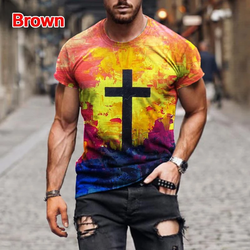 Summer Fashion Men Christian Cross Black and White Jesus Print 3D Unisex Casual T-shirt Kids Tops