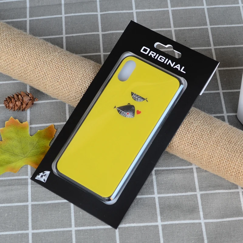 50Pcs/lot Mobile Phone Case Packaging Box Gift Box with Window Cardboard and PVC Tray Display box with Hook up For iphoneX/6/7/8
