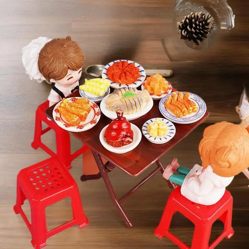 1/12 Dollhouse Simulation Table Chairs Model Set Dollhouse Mini Furniture Decoration Dolls House Accessories Pretend Play Toy