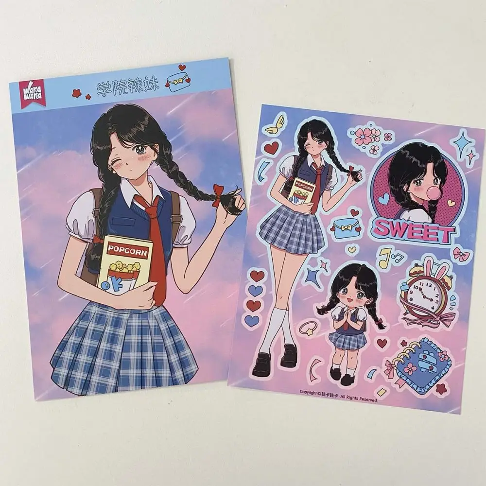 WAKAWAKA 1 buah stiker karakter Anime seri berkilau dekorasi Diy stiker gadis lucu untuk perencana buku tempel Album Diary