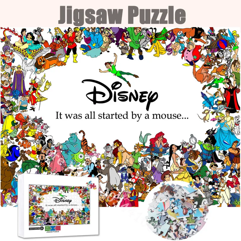 

It Was All Started By A Mouse Disney Chatacters Puzzle 300/500/1000 Pieces Cartoon Jigsaw Puzzle for Adults Kids Educational Toy