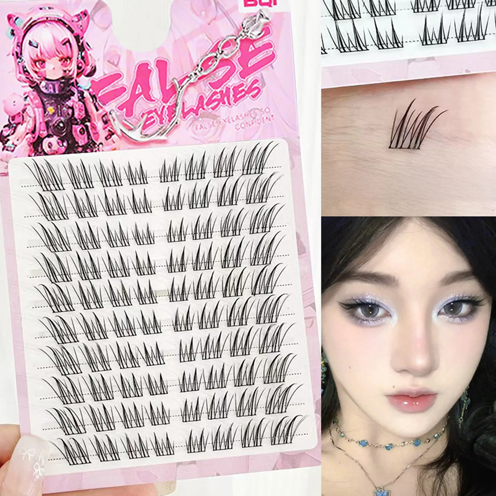 10 file Estensione ciglia naturali giornaliere Volume segmentato Ciglia Manga individuali Visone Ciglia finte Cluster Ciglia Strumento per il trucco