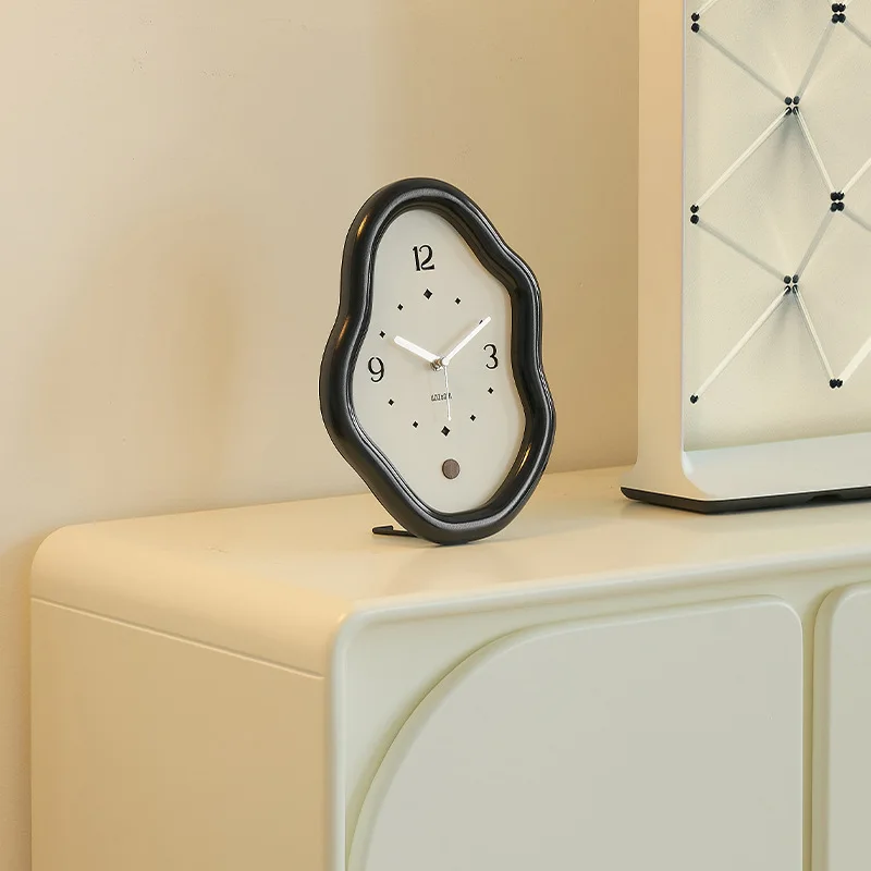 Wooden Clock Ins Simple Desktop Decoration Home Cream Style Clock Living Room Entrance Desk Clock Fun Decoration Bedroom Clock