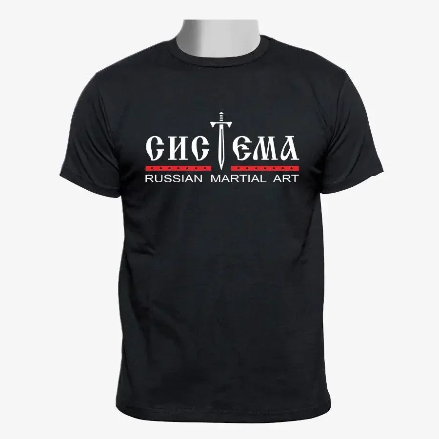 2025 new model New 100% Cotton O-Neck Summer Short Sleeve Collar Casual Mens Individualized Cyrillic Font Systema Russian Martia