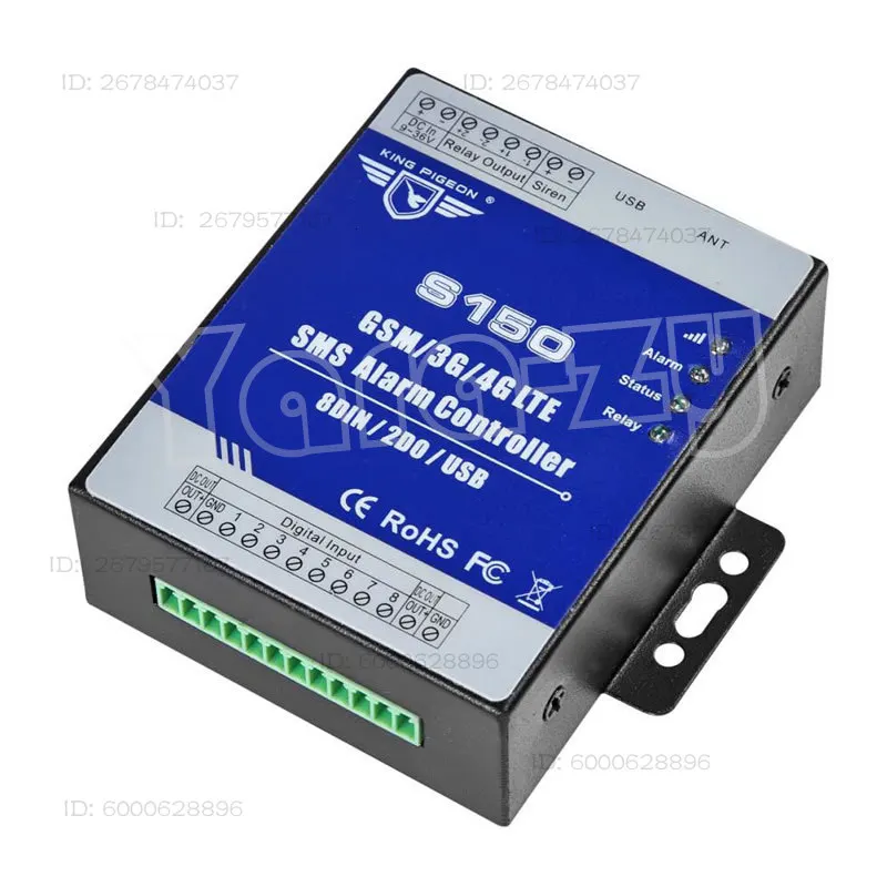 SMS Industrial Alarm Automation Controller IOT RTU Alarm Controller S150 (8DIN,2DOUT)S150 GSM/2G/3G/4G