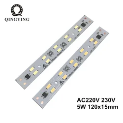 Cristal LED Light Bar Strip, Módulo Driver livre, SMD 5730 LED PCB, fonte de luz branca quente, 5W, 120mm, 160mm, AC 220V, T5, T8, 1Pc