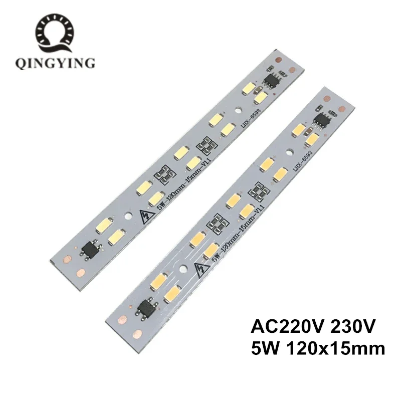 1szt AC 220v LED Crystal Light Bar Strip 5W 120mm 160mm Free Driver Module SMD 5730 led pcb White Warm White T5 T8 Light Source