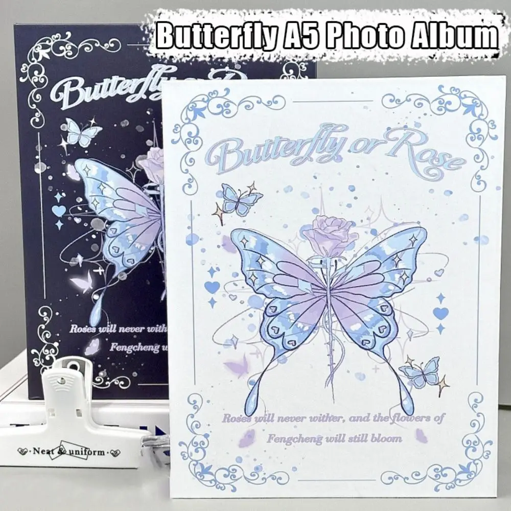 Butterfly Design A5 Photo Album Loose-leaf 3-inch Size Photocard Collection Booklet 3-inch K-pop Idol Photo Binder Fan Meeting