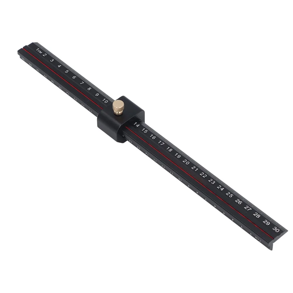 Aluminum Alloy Sliding Ruler Clear Accurate Scales Adjustable Angle L Shaped Ruler 35cm/14inch T Square Ruler For Carpenter