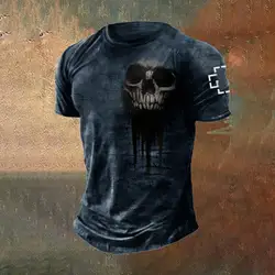 Skull 3D Printed T-Shirt For Mens Street Funny Casual Loose Creative Horror Oversize Short Sleeve Tops Daily Streetwear Clothing