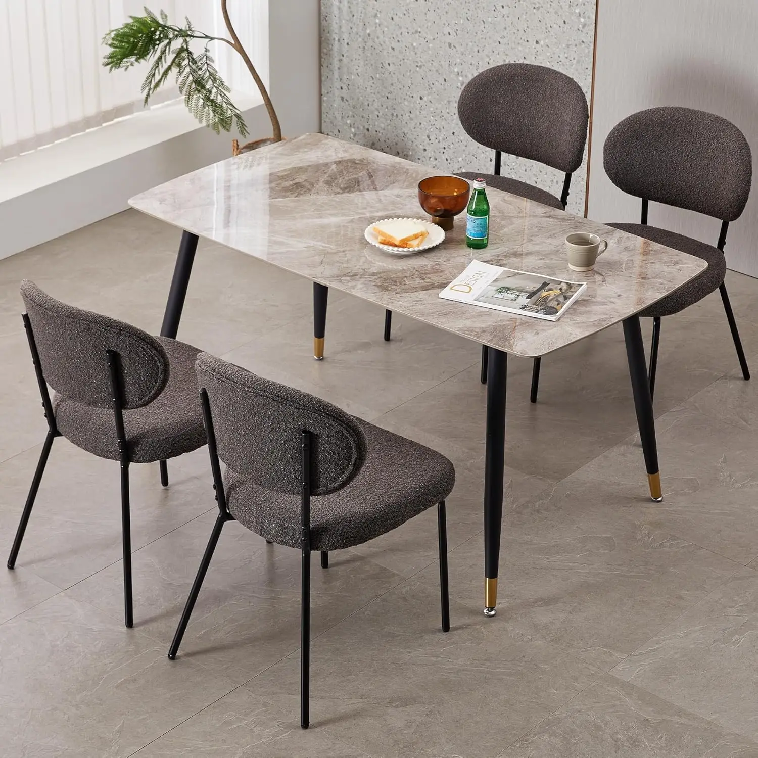 

Chairs, Upholstered Side Chairs with Sturdy Metal Legs and Non-Slip Foot Pads, Ergonomic Curved Back for Dining Room, Kitchen or