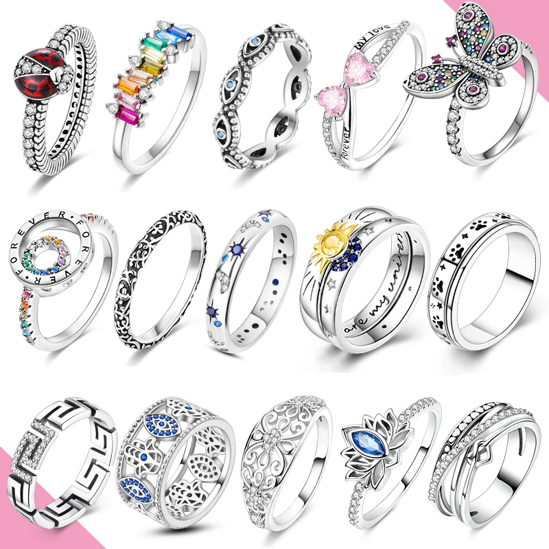 

Original 925 Silver Ring For Woman Star Sun Butterfly Zircon For Engagement Weddling Party Fashion Jewelry
