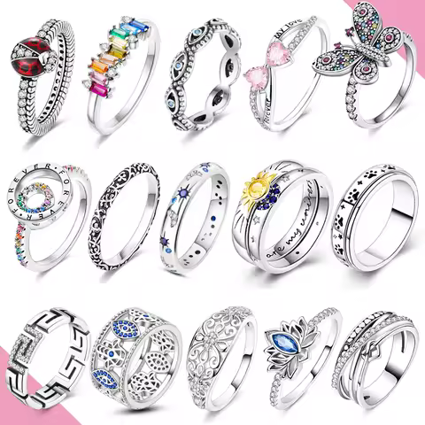 Original 925 Silver Ring For Woman Star Sun Butterfly Zircon For Engagement Weddling Party Fashion Jewelry