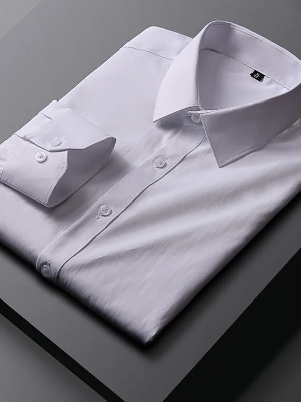 

Ironl Long Sve irt Men's Busin Sle Spring Summer ey White Blue Breathable Polyester Fiber Casual irt