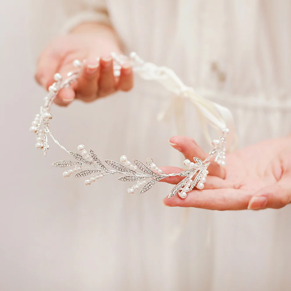 

Elegant Pearl Bridal Headband Silver Rhinestone Wedding Hair Accessory Prom Bridesmaid Headpiece Party Dress Ornament