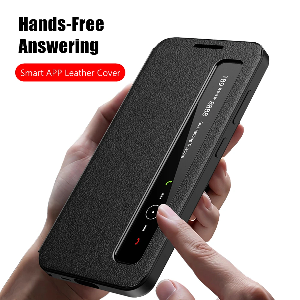 Flip-Cover für Samsung Galaxy S26 S25 S24 S23 S22 Ultra A16 A17 A55 A56 Fensteransicht Flip-freies Antwort Anruf Smart APP Ledertasche