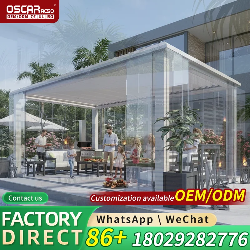 Custom Made Commercial Grade Smart Motorized Aluminum Pergola for Restaurant Hotel in Foshan pergola