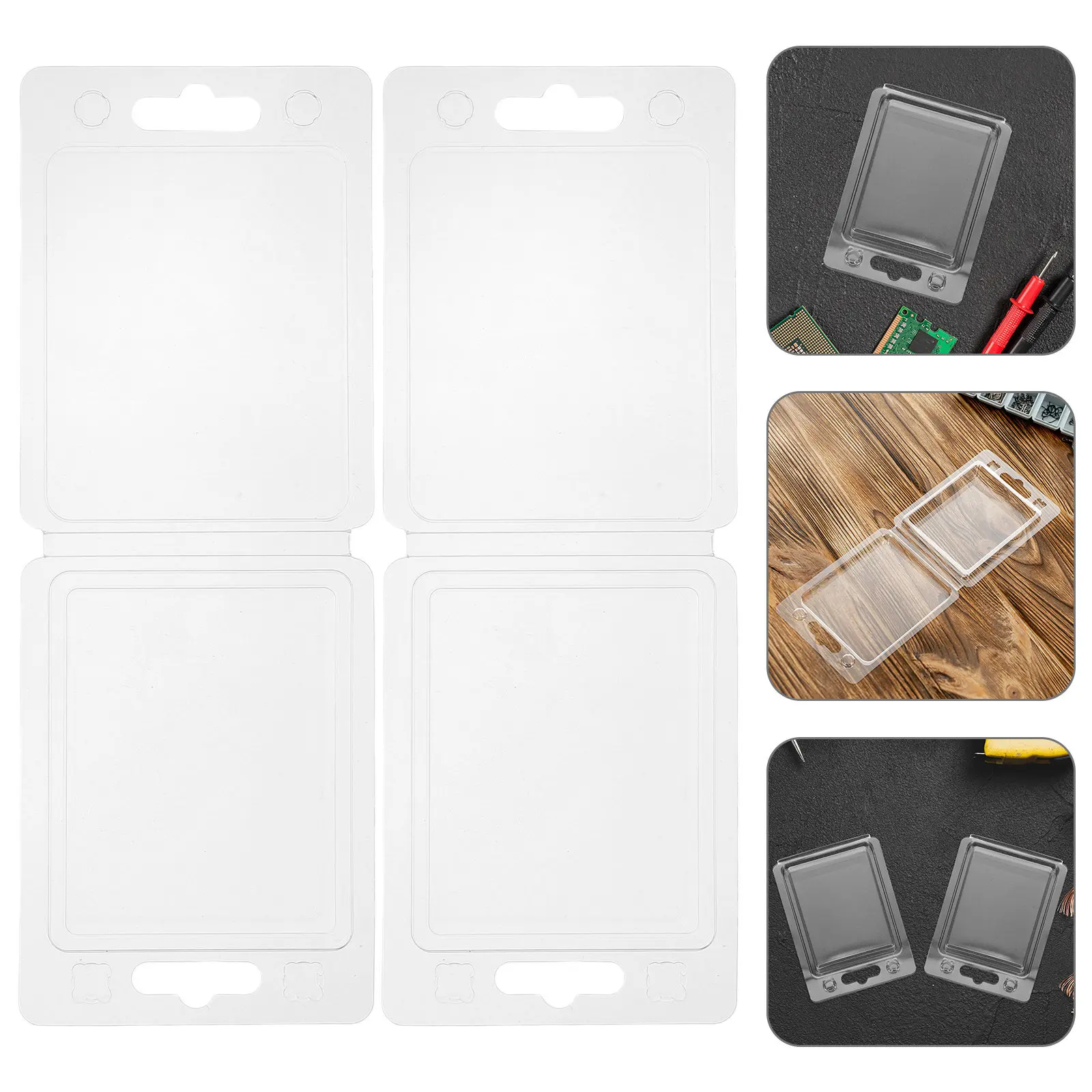 10Pcs Clear Blister Display Case for Electronics Transparent Plastic Protector Pack Snug Fit Flocked Lining