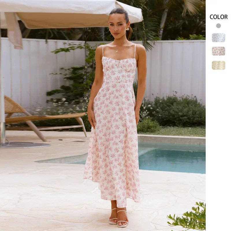 

New Floral Sexy Backless Spaghetti Strap Sundress For Vacation Boho Chic Summer Beach Dress Trendy Women Fashion