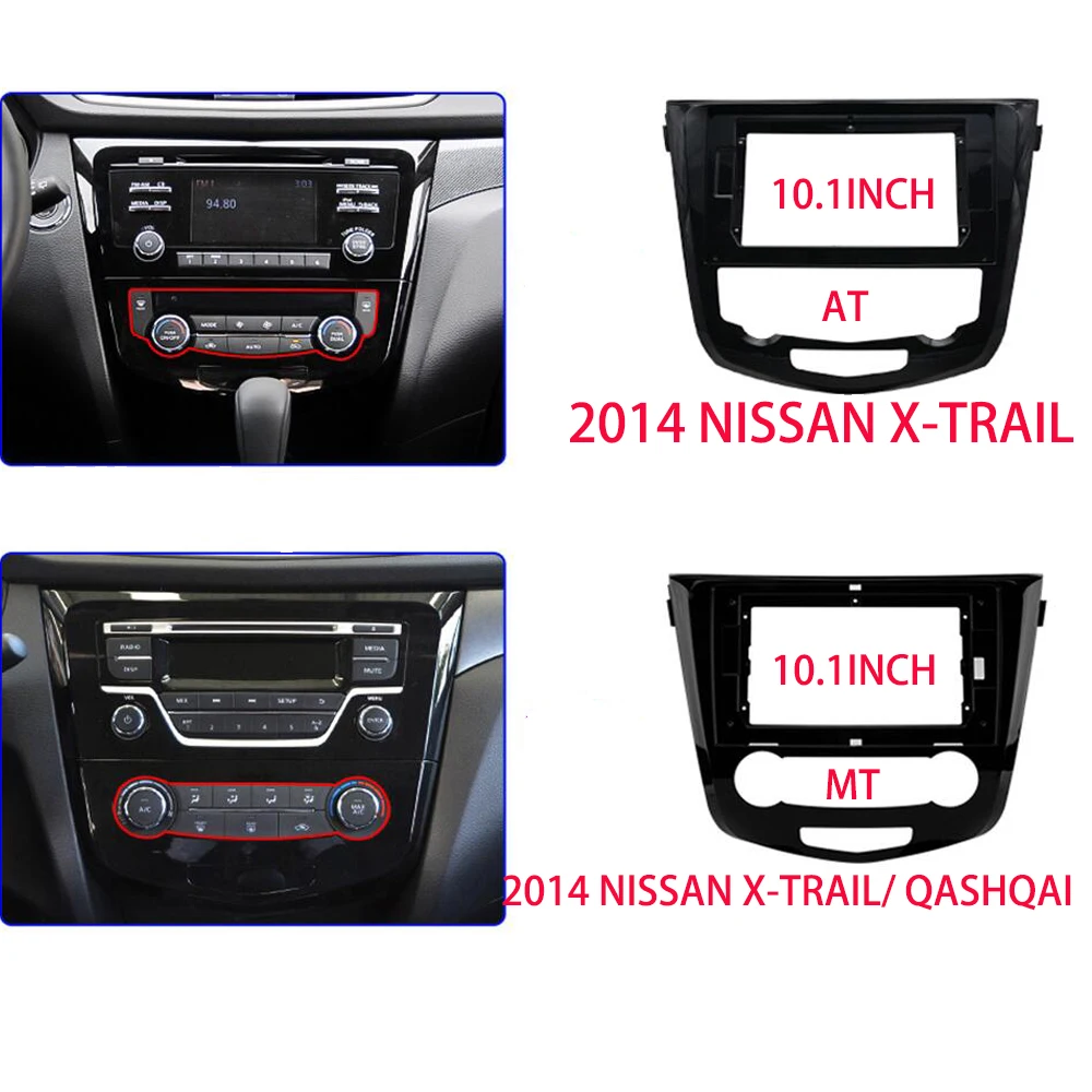 Car Radio Fascias fit for Nissan X-Trail/ Qashqai 2014-2018 10.1 inch Dash Kit Dashboard Installation Trim Frame Bezel