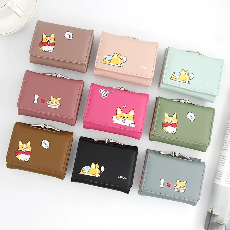 Cute Cartoon Women Wallets with Mutil-card Holder Luxury Designer Short Wallet 3-fold Coin Purse Retro Clutch Bag Female Purse