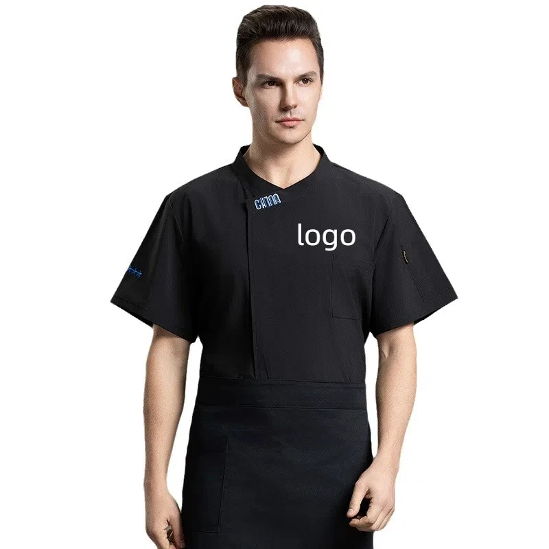 Summer Breathable Short Sleeve Chef Uniform Work Uniform Embroidery Name Print Logo Shirt Catering Jacket Kitchen Clothes