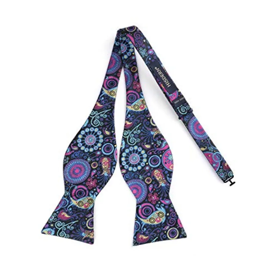 Bow Ties for Men Floral Bowties Mens Self Tie Bow Tie Handkerchief Jacquard Woven Bowtie Pocket Square Set, A1-blue-floral view 4