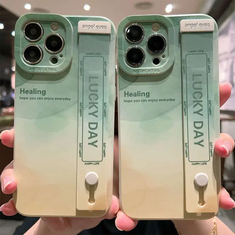 

Gradient iPhone15pro Matcha Green iPhone14promax case iPhone11 All-inclusive iPhone13pro Wristband iPhone12pro