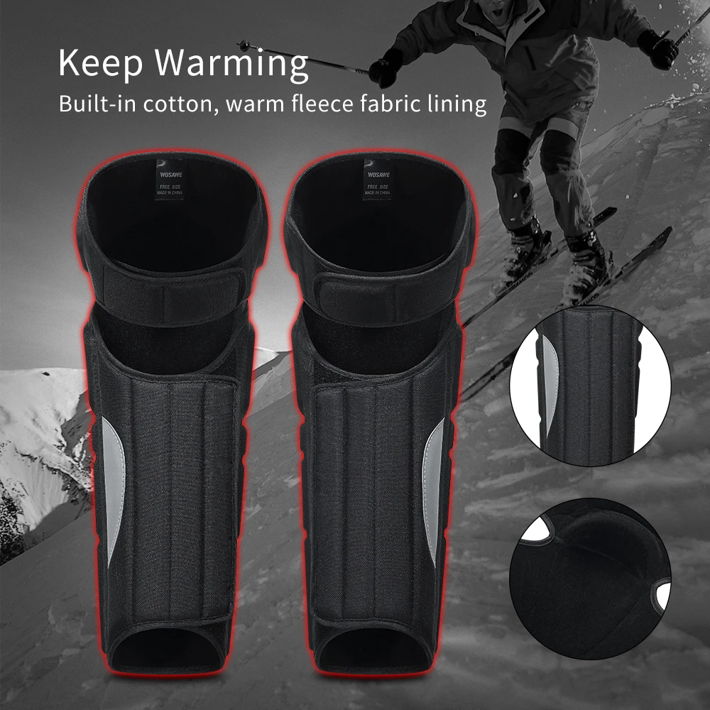 WOSAWE Thickened Warm Anti-shock Anti-fall Knee Pad Universal Motorcycle Protective Kneepad For Men And Women Leg Armor Knee