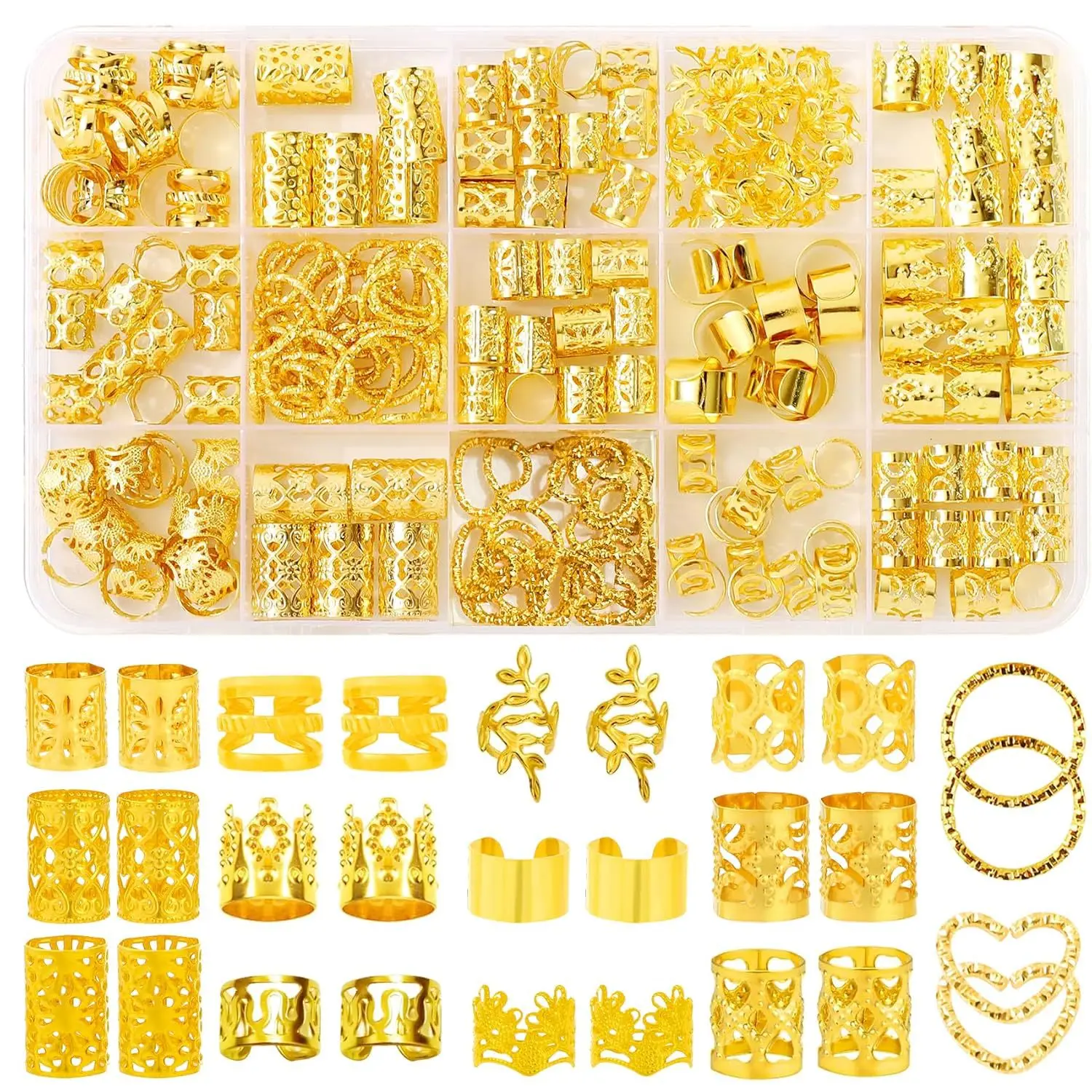190pcs Dreadlock Hair Rings Adjustable Cuffs Clip Hair Braids Dirty Braids Bead Hairpin hair accessories Headwear for women