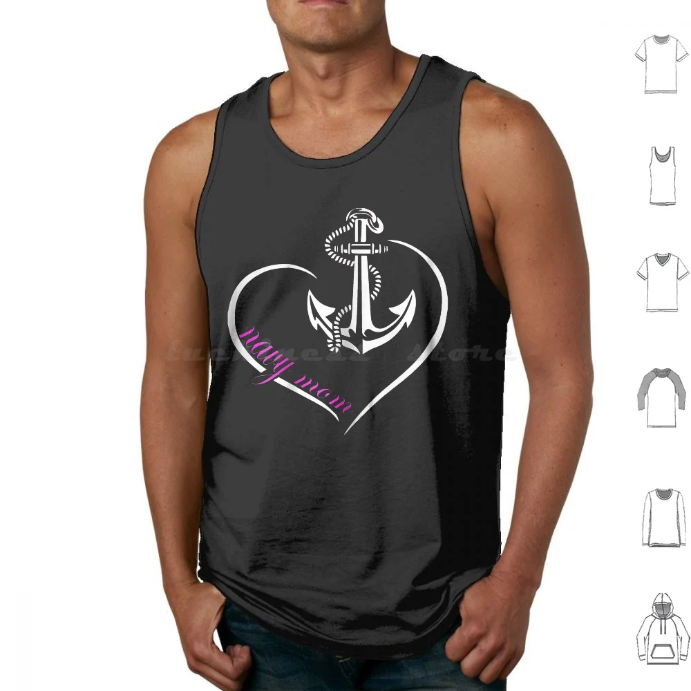 Womens Original Proud Navy Mom T Tank Tops Print Cotton Navy Jumpsuit Navy Blue Stone Ring Vintage Workwear Deep Blue