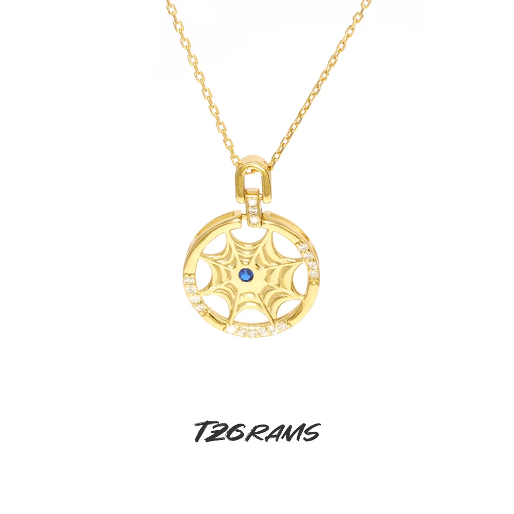 TZgrams Real 92.5 Sterling Silver Dream Catcher Pendant Necklace for Women Gold Plating Minimalist Birthday Party Jewelry Gift