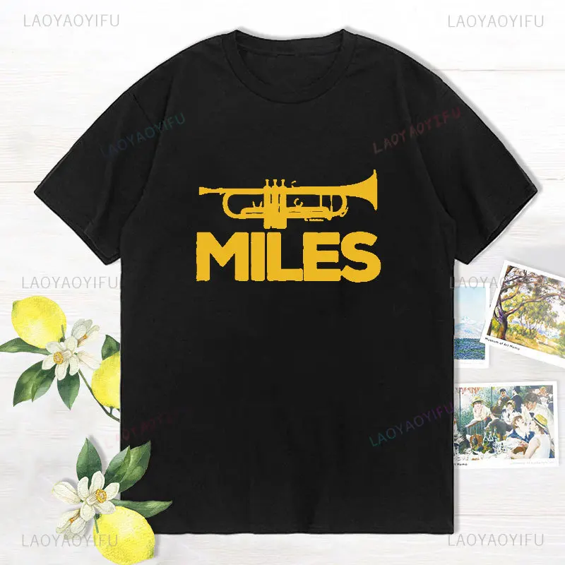 NEW Miles Davis Trumpet Graphic T Shirt Men Summer Fashion Tee Shirt Funny Short Sleeve Cotton Tops Tees Harajuku Streetwear