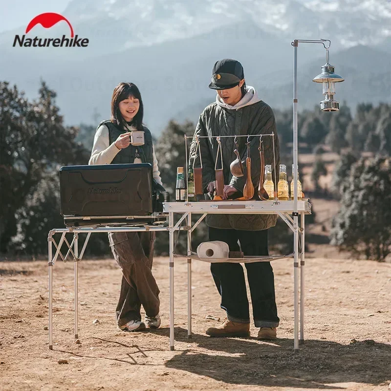 Naturehike MDF Portable Cooking Table 5.2kg Outdoor Camping Multifunctional Kitchen Storage Table Detachable Garden Picnic Table