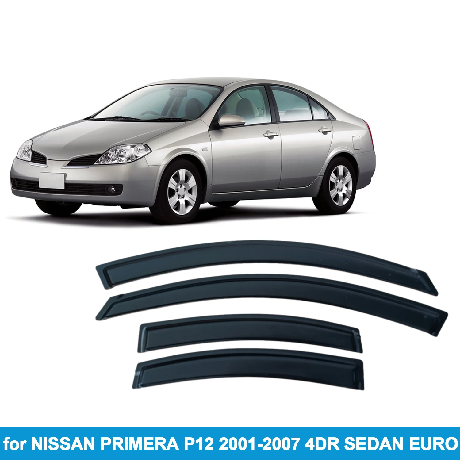

Оконный козырек для NISSAN PRIMERA P12 2001-2007 SEDAN EURO, защита от дождя, боковой дефлектор, защита от атмосферных воздействий, лента для наружного крепления