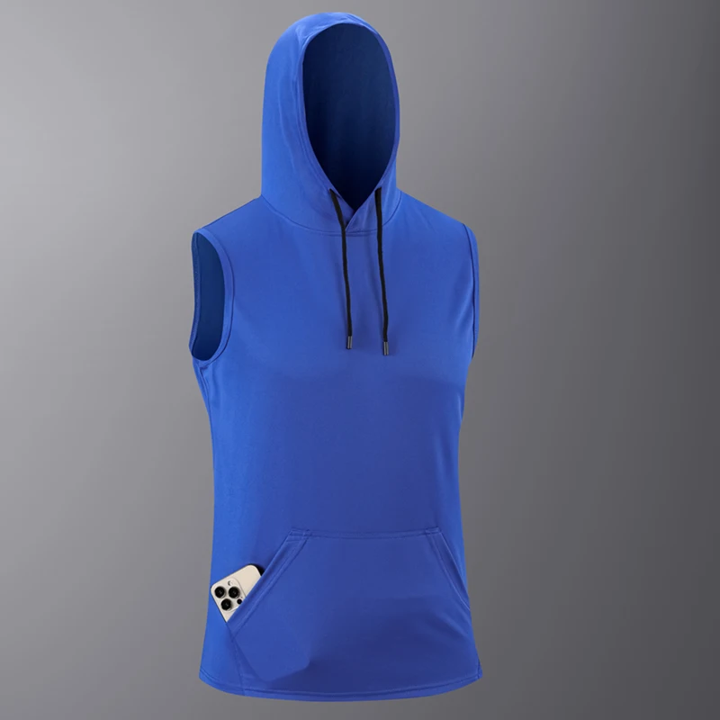 6 Stück Herren Ärmellose Kapuzen-Tanktops Schnelltrocknende Sportliche Hoodie-Weste mit Kordelzug-Tasche für Fitness, Laufen und Workout Ärmellose Shirts – Detail 7