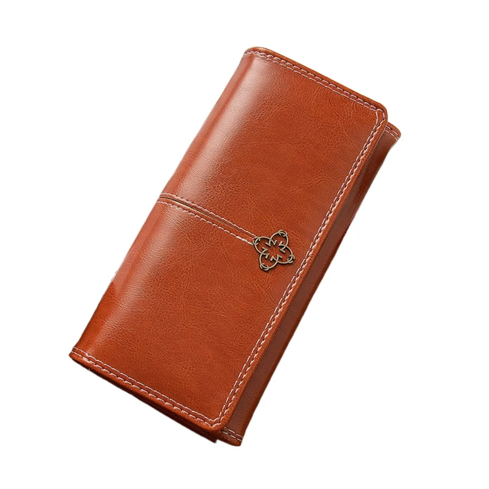 

Водонепроницаемый складной кошелек с блокировкой RFID, масляный воск, кожаный кошелек с несколькими слотами для карт, женский длинный кошелек, портативный легкий вес