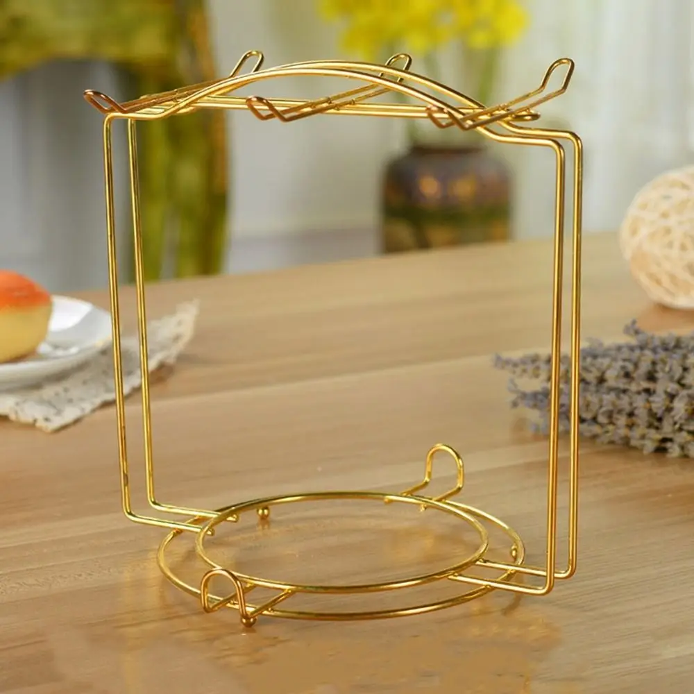 

Gold/Silver Iron Coffee Cup Holder Save Space Water Draining Tea Cup Display Rack with Hook Cup Glass Plate Holder Cabinet