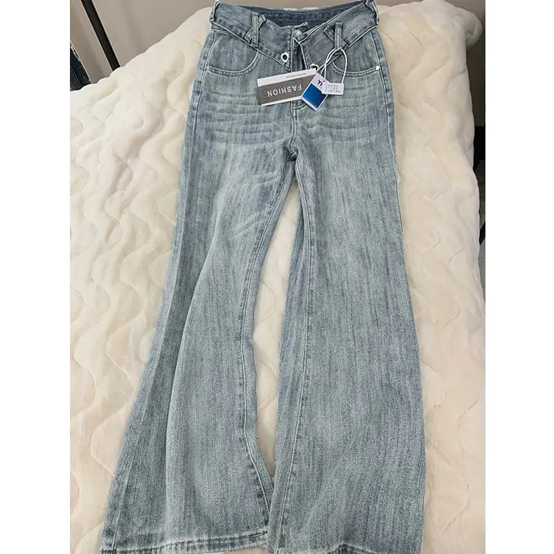 

Джинсы оверсайз 2000-х годов Y2K, женская одежда с расклешенным расклешенным низом, удлинение ног, грушевидной формы, облегающий силуэт