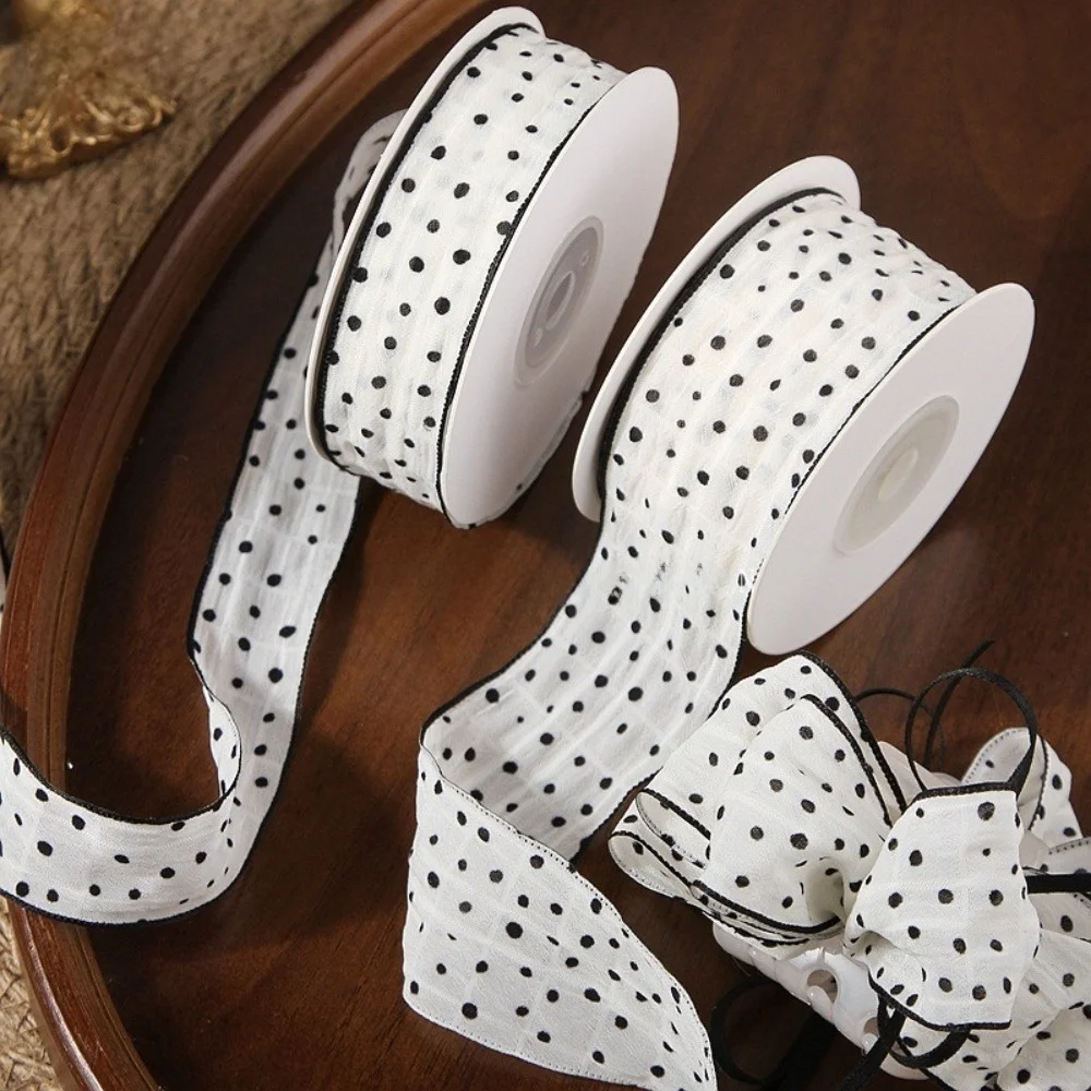 10 Yards 10 Yards Length Crinkled Chiffon Ribbon Crinkled Texture Polka Dot Pattern Wave Edge Ribbon Wave Edge Style