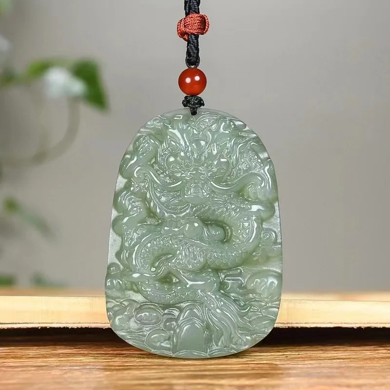 Hetian Jade Qinghai Material Lake Green Pendant, Soaring Across Seas, Unisex Zodiac Ornament