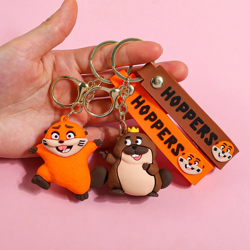 New Cute Beaver Keychain Pendant Cartoon Movie toy Mini Charm for Car Keys Bag Backpack Hanging Gift Birthday Holiday Wholesale