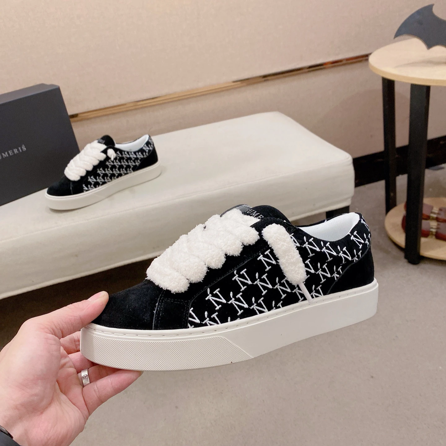 Bestselling Suede Platform Sneakers Embroidered Letter Casual Shoes Puffy Thick-lace Low-top Skate Shoes Holiday Gifts
