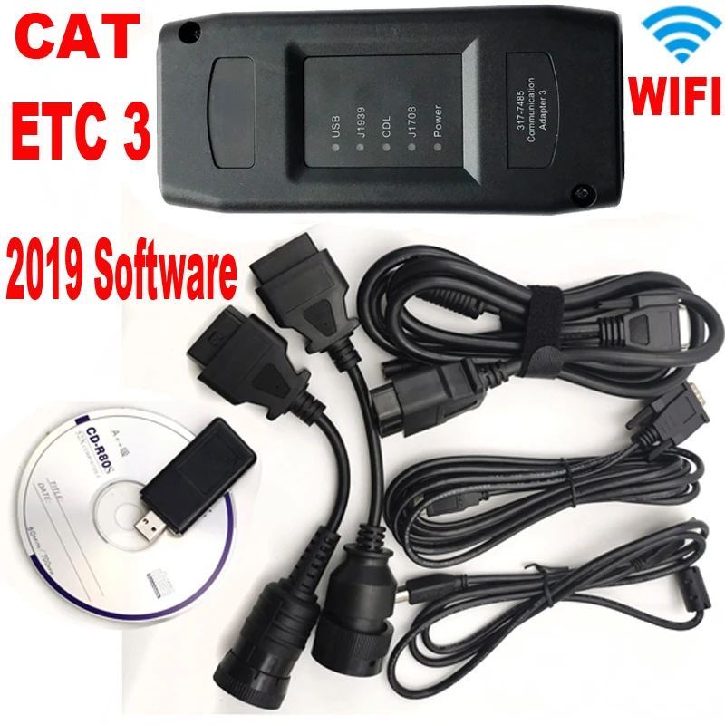 2019A cat et 3ワイヤレスアダプターiiiトラック診断ツールCAT3通信接続無線lan & usb ET3ヘビーデューティスキャナ