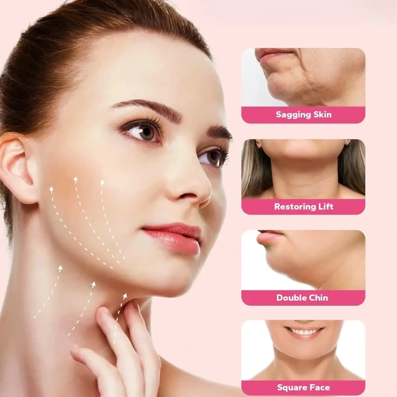 Cinghia per il viso riutilizzabile, maschera a V, doppio riduttore per il mento, cerotto per il mento, cinturino per il mento, cintura a V, maschera per il viso a forma di V per cedimenti