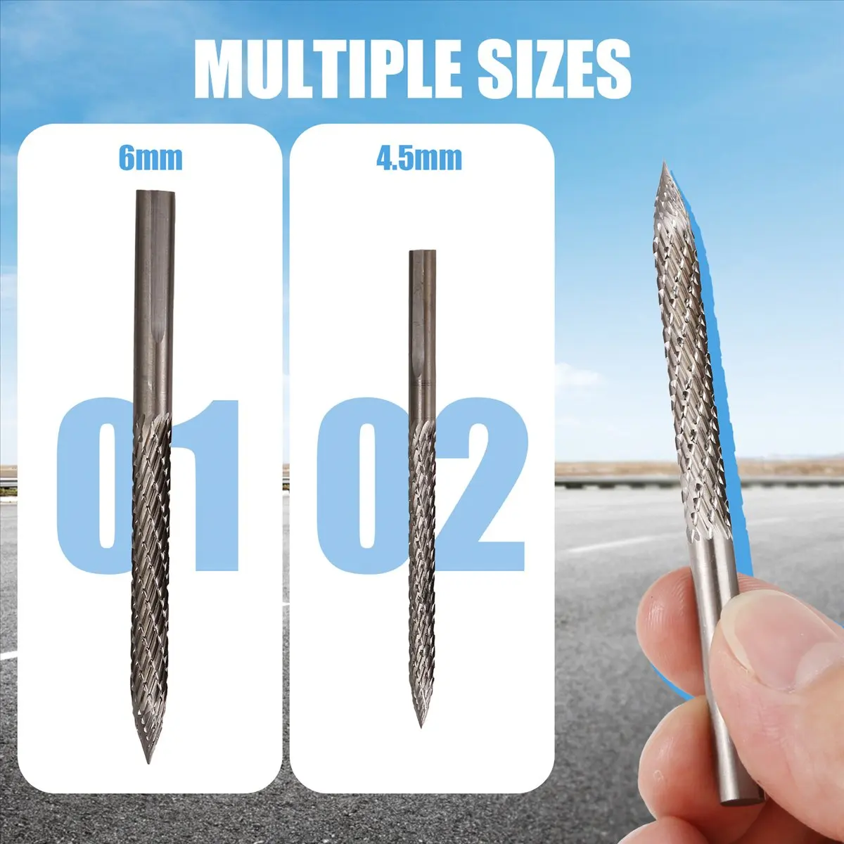 

AB08 2pcs Tire Bit 4.5/6mm Tire Repair Carbide Burr Drill Bit Tire Patches Plug Cutters Wire Cutter Reamer Drill