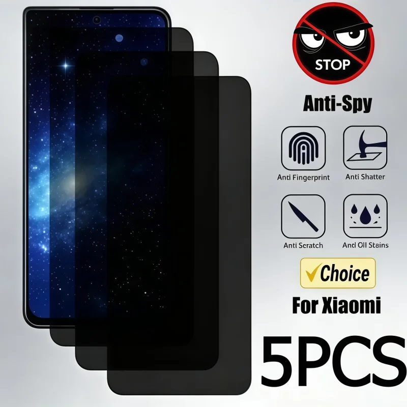 5 Stück Blickschutzfolie für Xiaomi Redmi Note13 12 11 10 Pro 11S 9 8 7 Plus 5G 10S 9S Anti-Spy Glas für Redmi 10C 9A 9