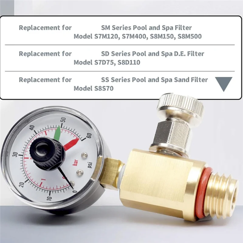 

XSXS-24850-0105 Air Relief Valve And Gauge Assembly For Sta-Rite System 3 Modular Media SM Series Pool And Spa Filters