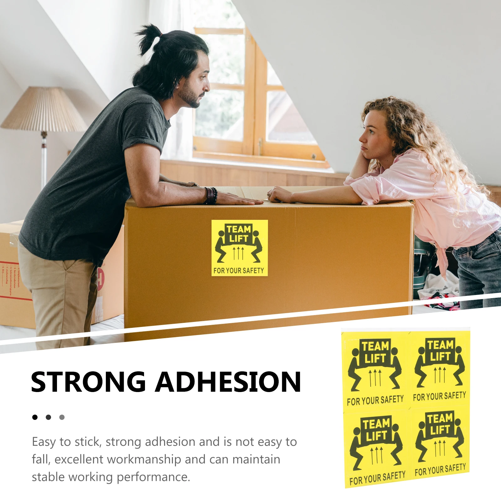 

100pcs Overweight Warning Labels Heavy Objects Team Lift Stickers Caution Signs Safety Operation Decals Folder Tag