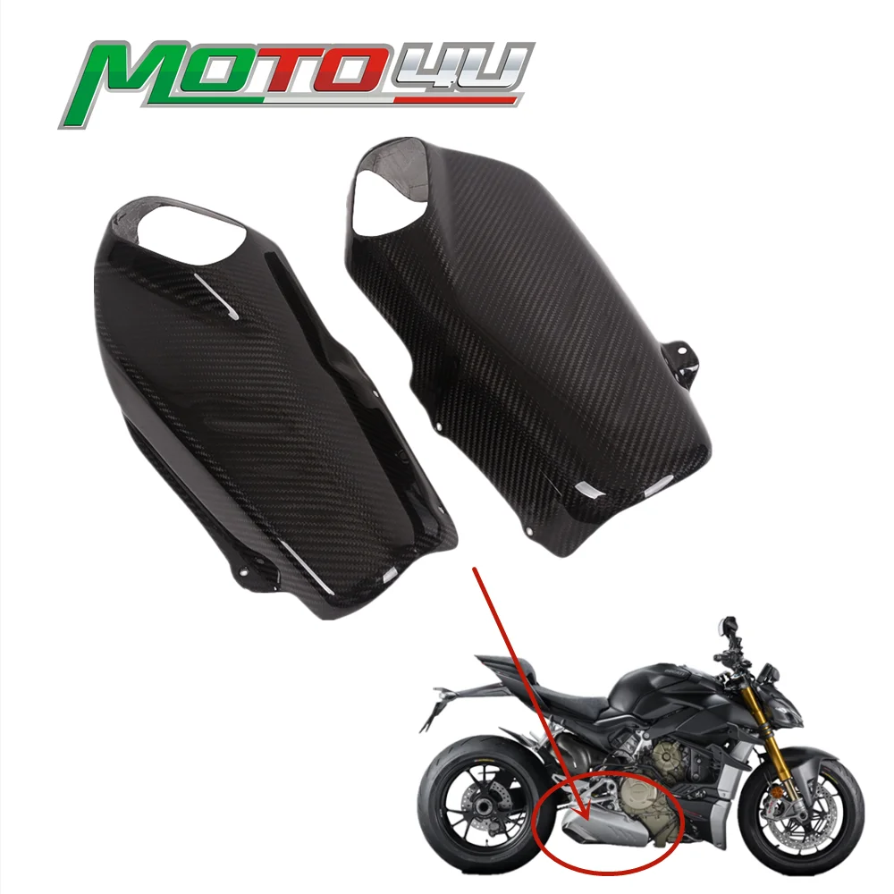 For Ducati Streetfighter V4 V4S 2020 2021 2022 Carbon Finer Exhaust Side Panels Heat Exhaust Cover Motorcycle Accessories